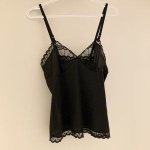 Vintage Black lace silky camisole size medium strappy loose tank